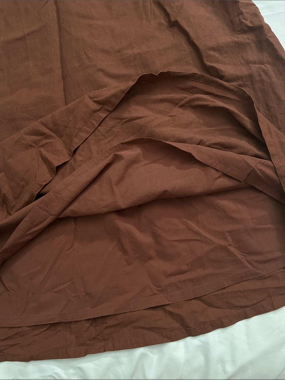 Rachel Zoe Linen Blend Midi Skirt XL Rust Brown Elastic Waist Lined - Picture 12 of 12